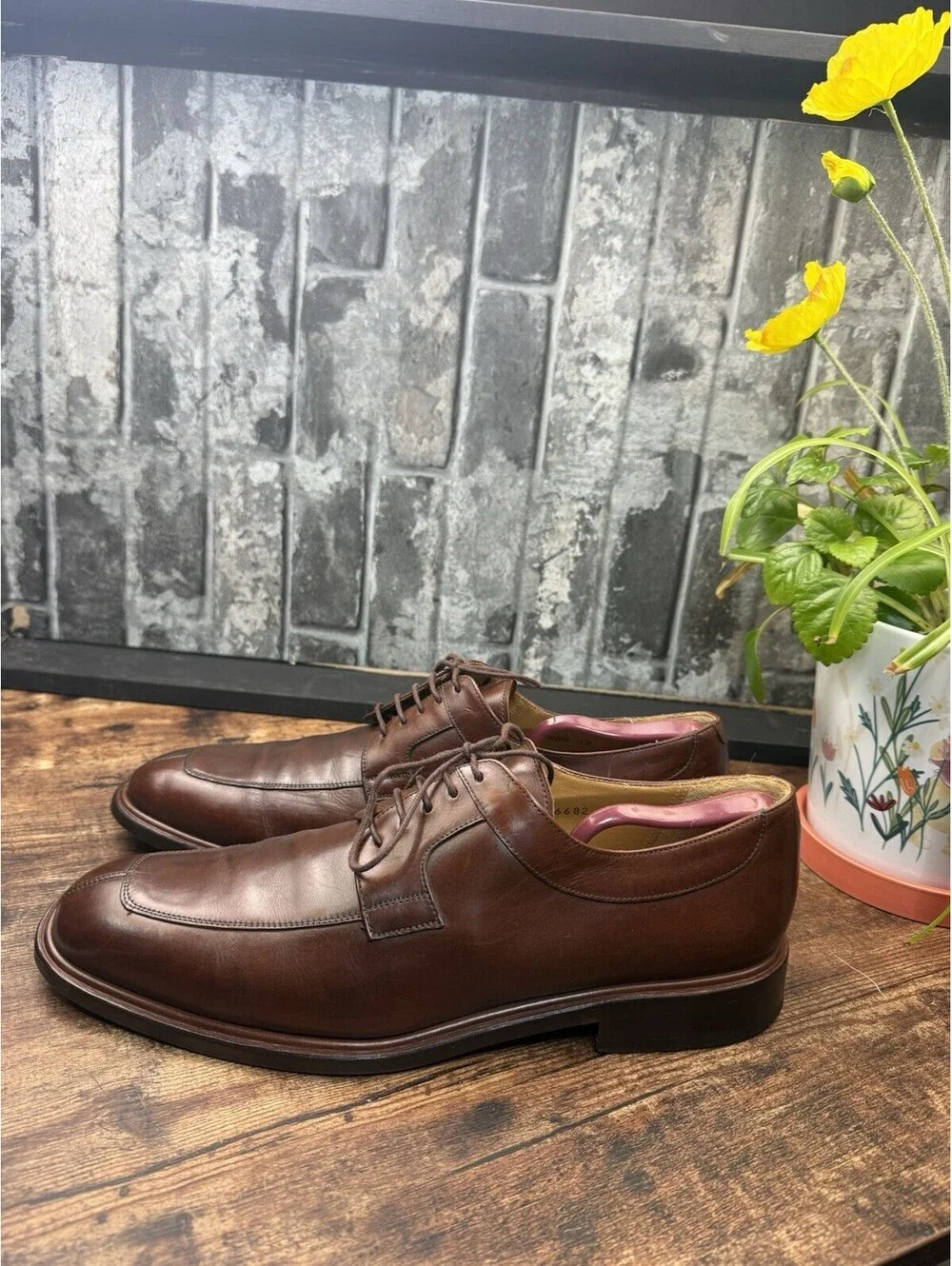 Mezlan Fiore Men’s Brown Leather Lace-Up Derby Dress Shoes Lined US 12 M